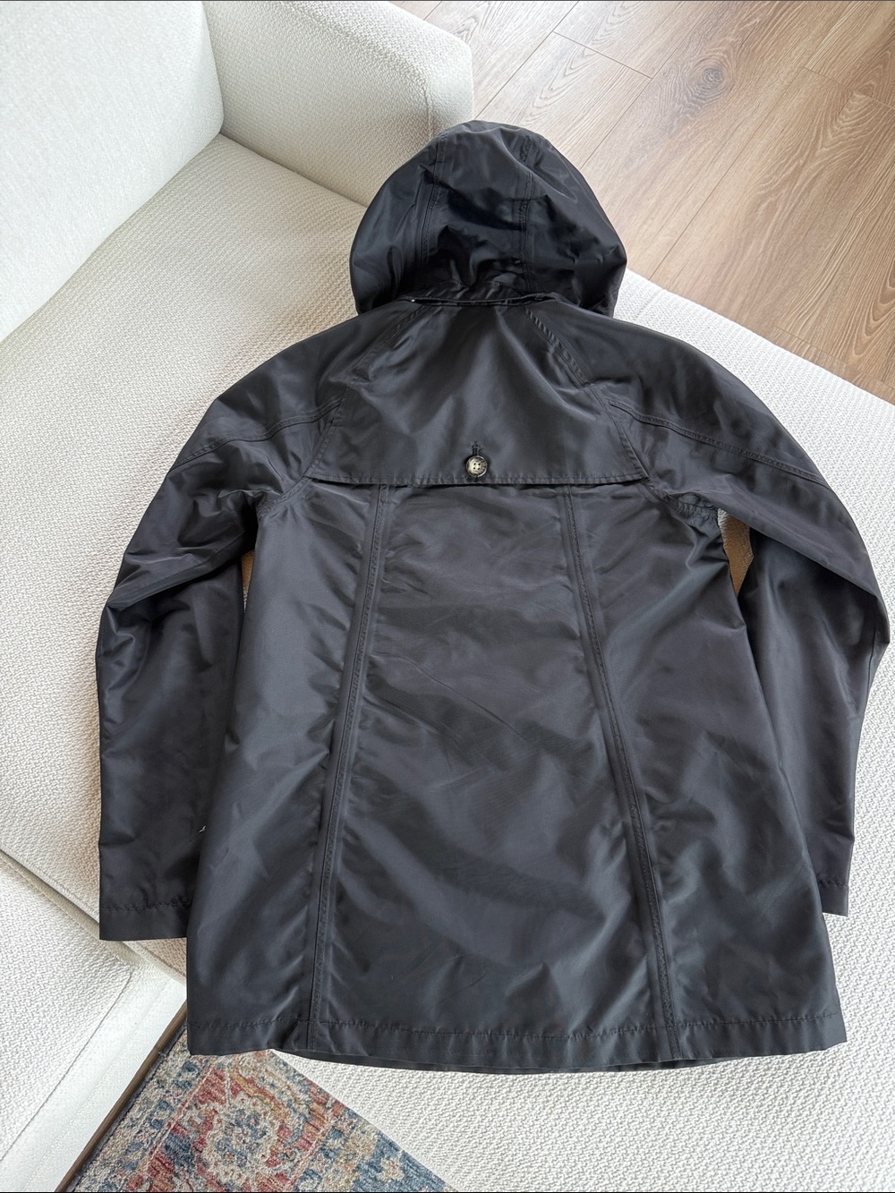 Eddie Bauer Black Hooded Raincoat - Picture 2 of 4